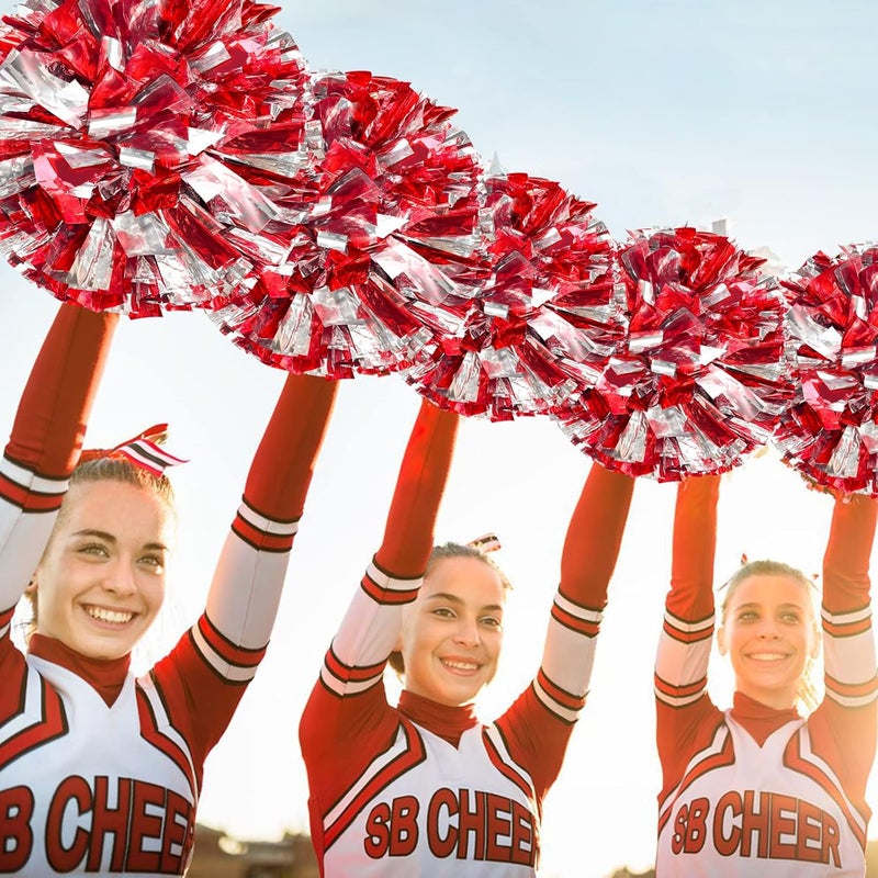 HOLENGS 4Pcs Upgraded 12inch Metallic Cheerleading Pom Poms, Cheerleader Pompoms Cheer Poms for Kids Adults, Cheering Squad Pompoms for School Sports Games Dance Party - Image 3